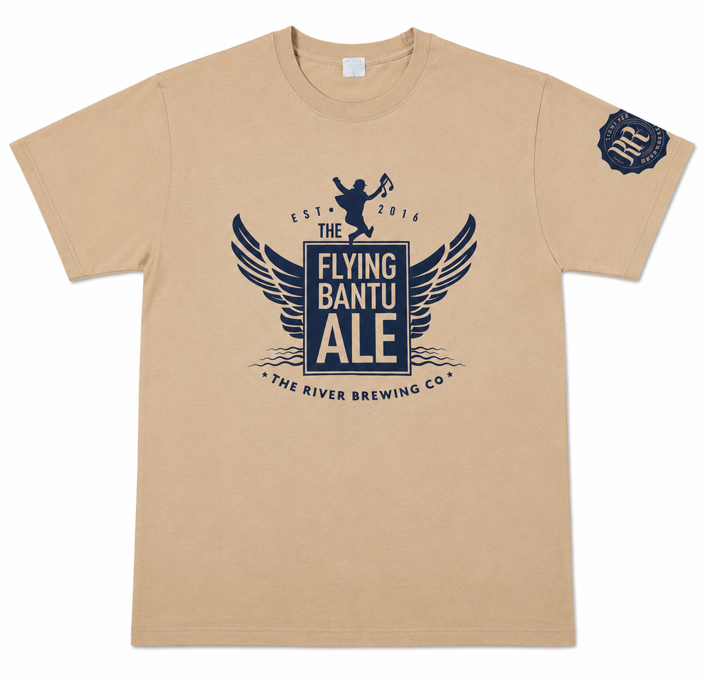 The River Brewing Co Flying Bantu Ale T-Shirt | Victoria Falls, Zimbabwe Brewery Merchandise | Size M
