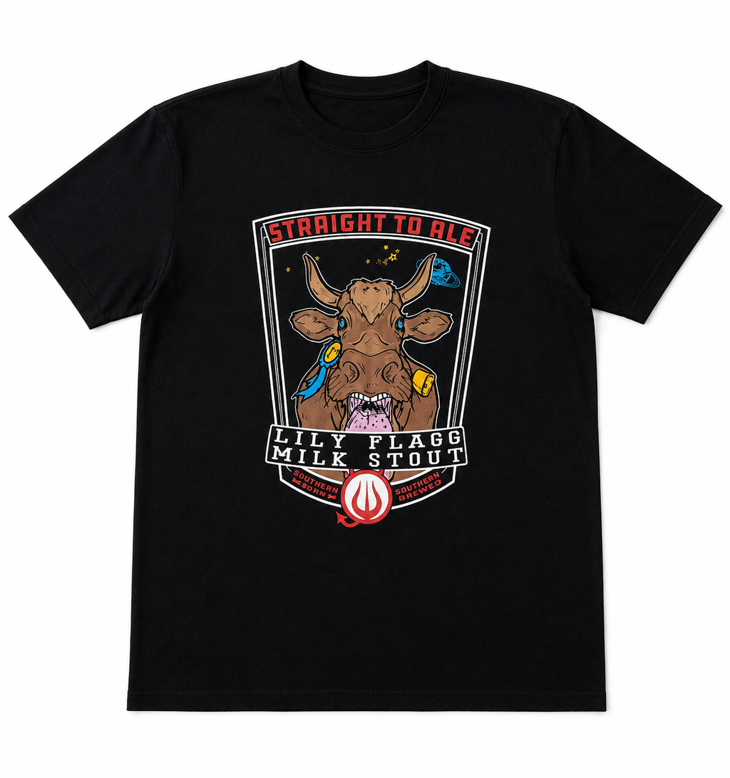 Straight to Ale "Lily Flagg Milk Stout" Brewery T-Shirt – Black – Size Large (L)