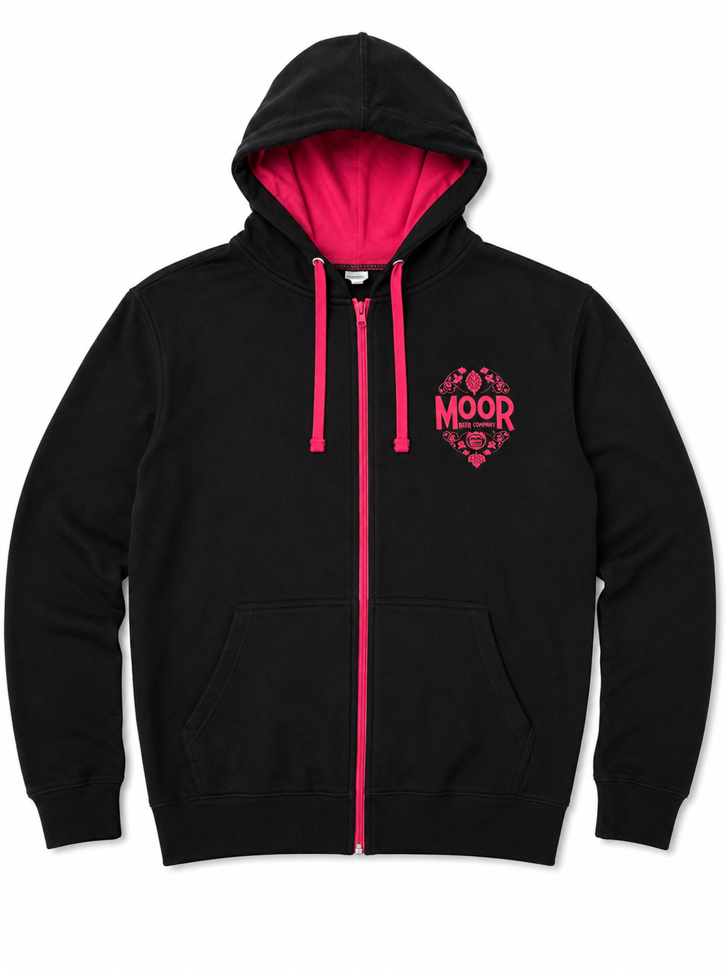 Moor Beer Company Zip Hoodie – Black & Red – Size L