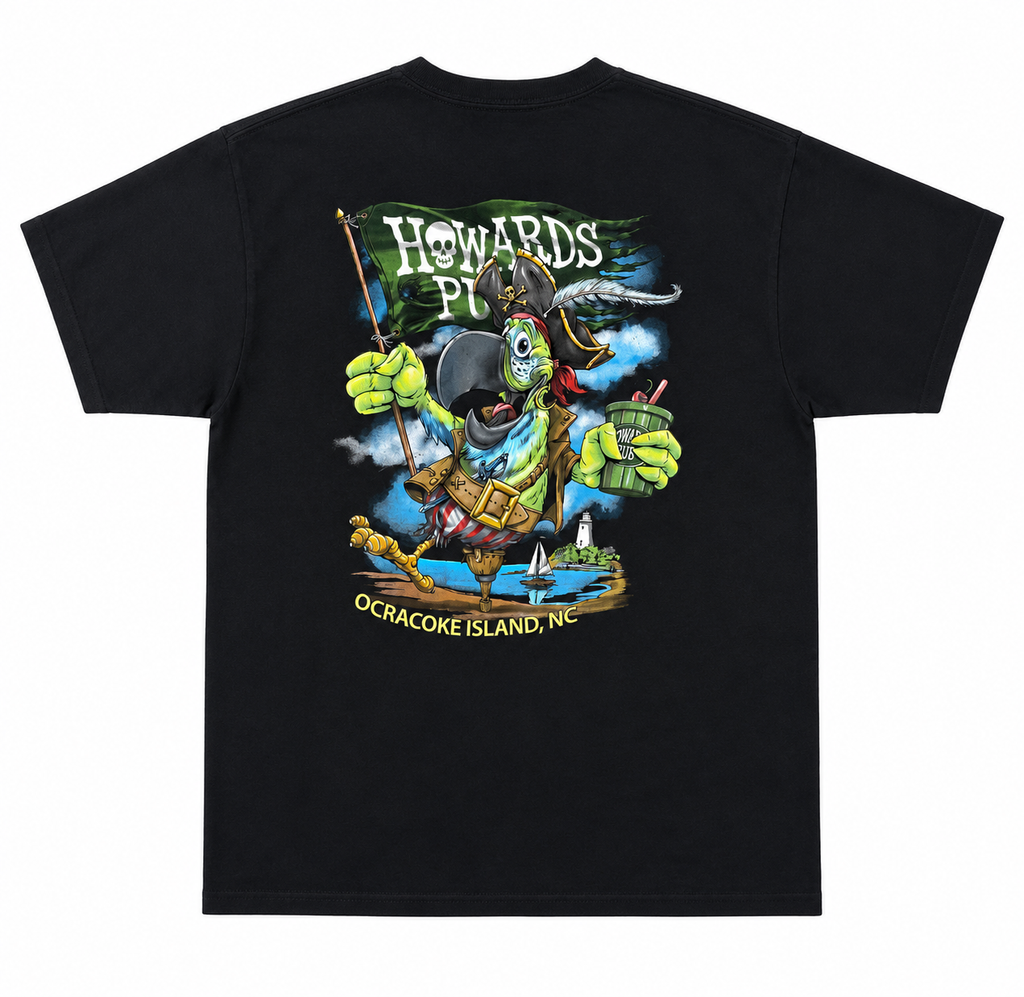 Howard's Pub Ocracoke Island NC T-Shirt – Black Pirate Graphic Brewery Tee