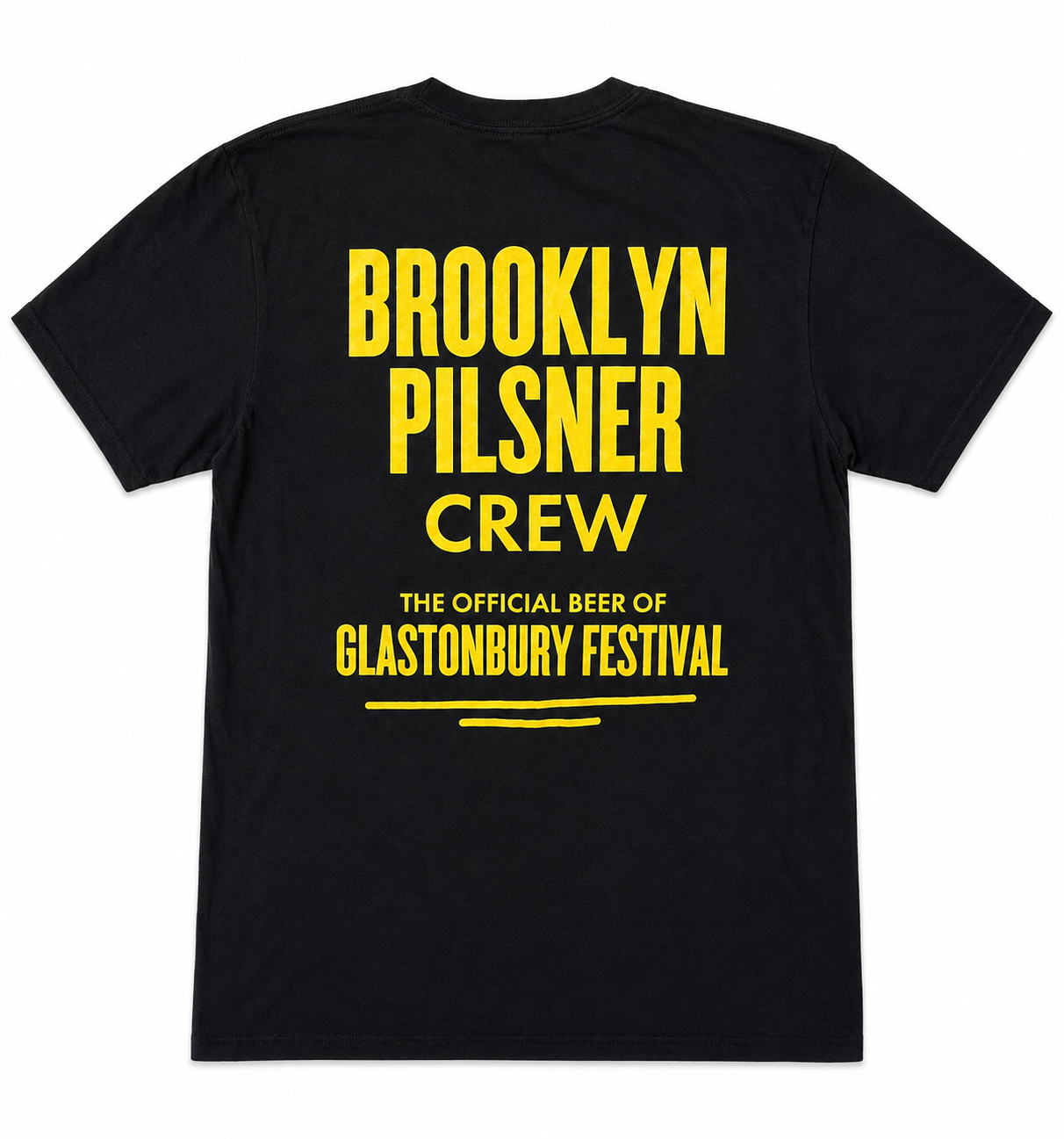 Brooklyn Brewery Pilsner Crew T-Shirt – Glastonbury Festival Beer Crew Tee – Black