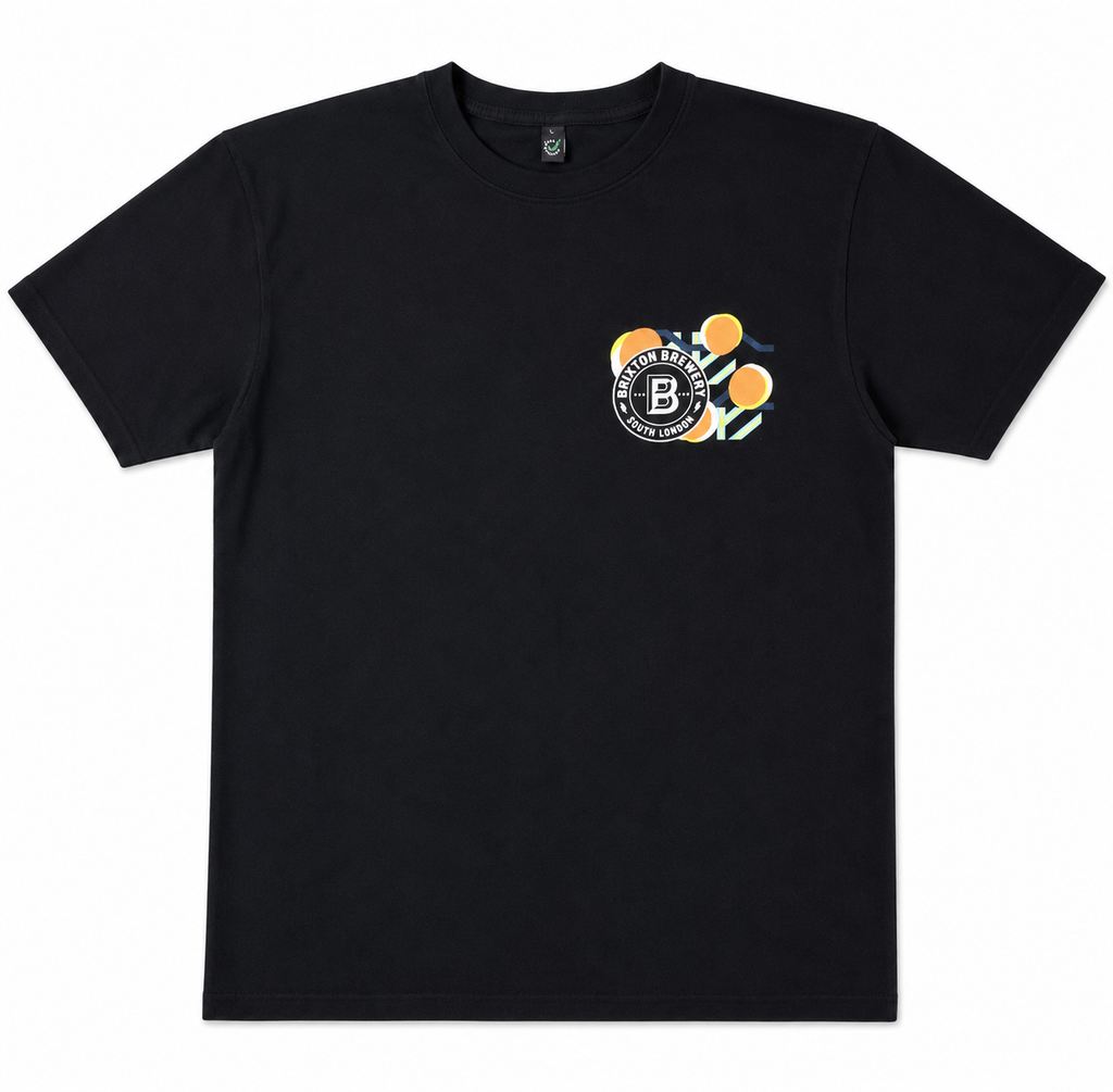 Brixton Brewery Coldharbour Lager T-Shirt – Black Brewery Graphic Tee – Size Large